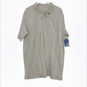 New with tags Faded Glory Men's Striped Polo Shirt striped gray and white Medium